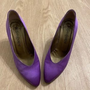Yves Saint Laurent women’s high heels. Purple satin in size 7.
